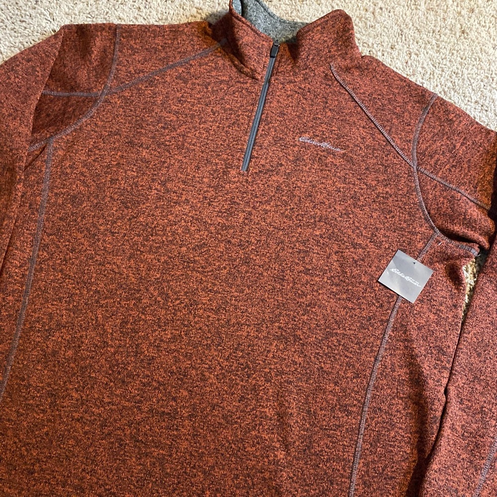 Eddie Bauer Size XXL Mens 1/4 Zip Pullover Rust Red NWT